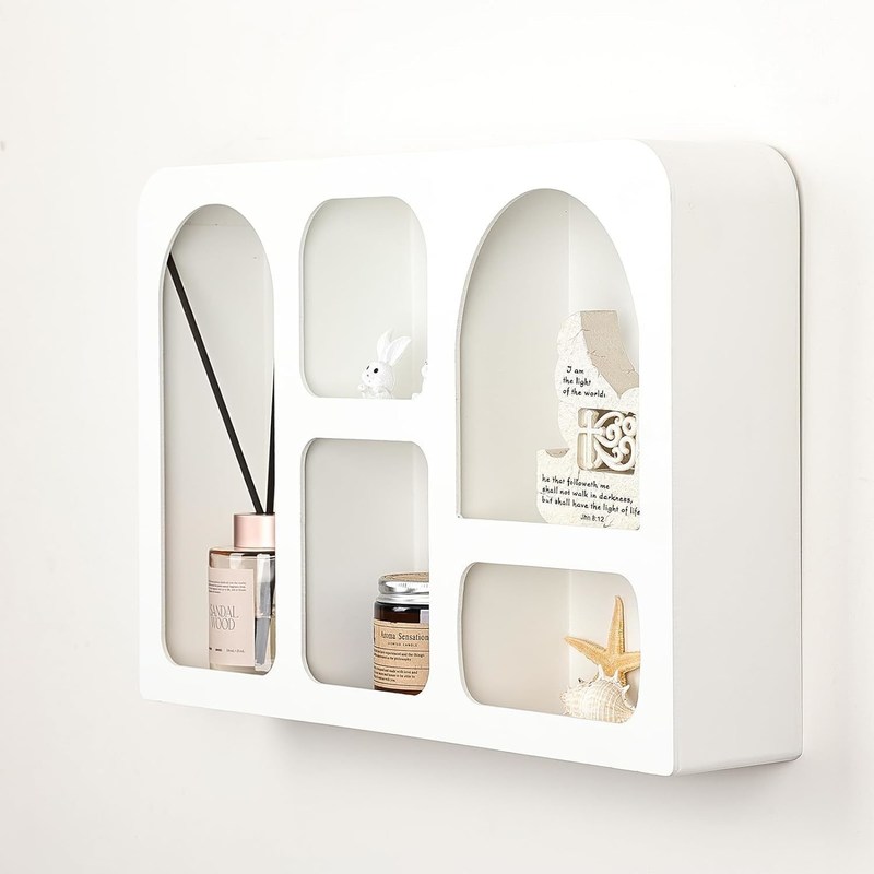 ボーホ ノルディック モダン スタイル 壁飾り オーダーメイド ロゴ 貯蔵庫付き 浮遊壁棚