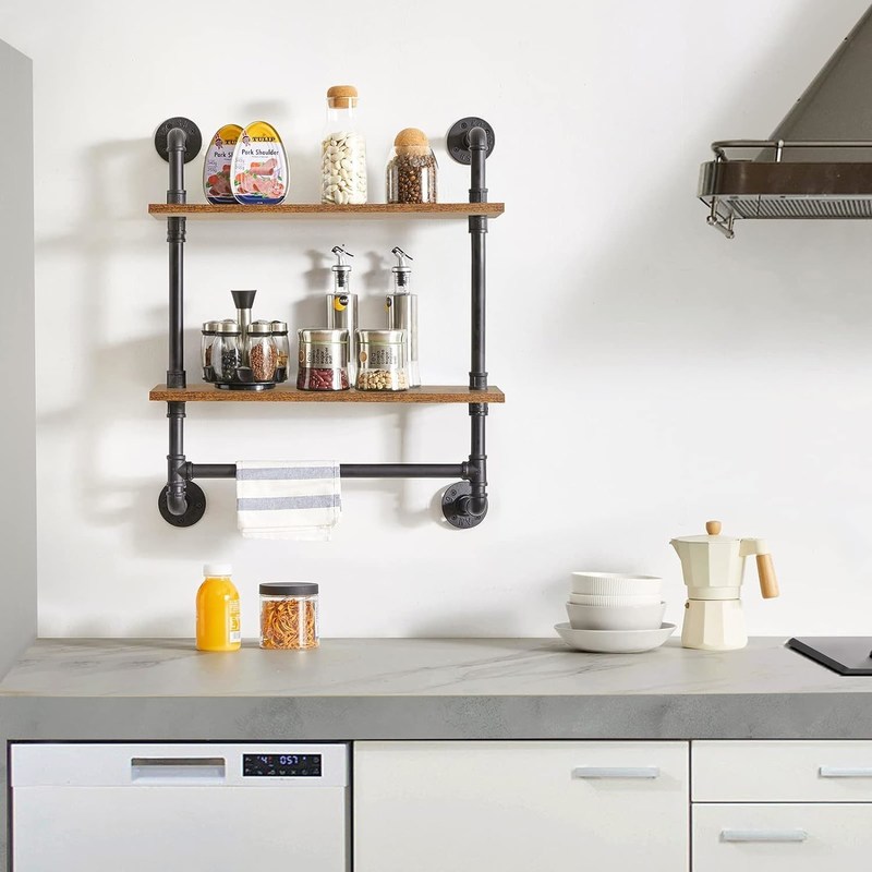 家電 壁ディスプレイ 本棚 キッチン オフィス収納用 工業用パイプ棚