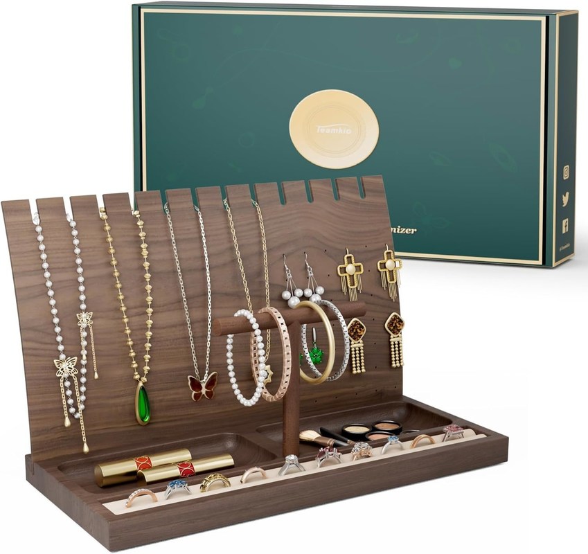 バンブウ ネックレスホルダー 木製 宝石 ディスプレイ ストンド 腕時計 リング イヤリング