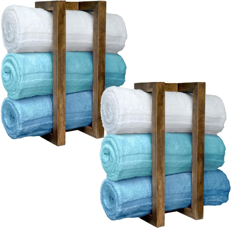 202405 木製 の 壁 に 掛け られ た 手ぬぐい 棚