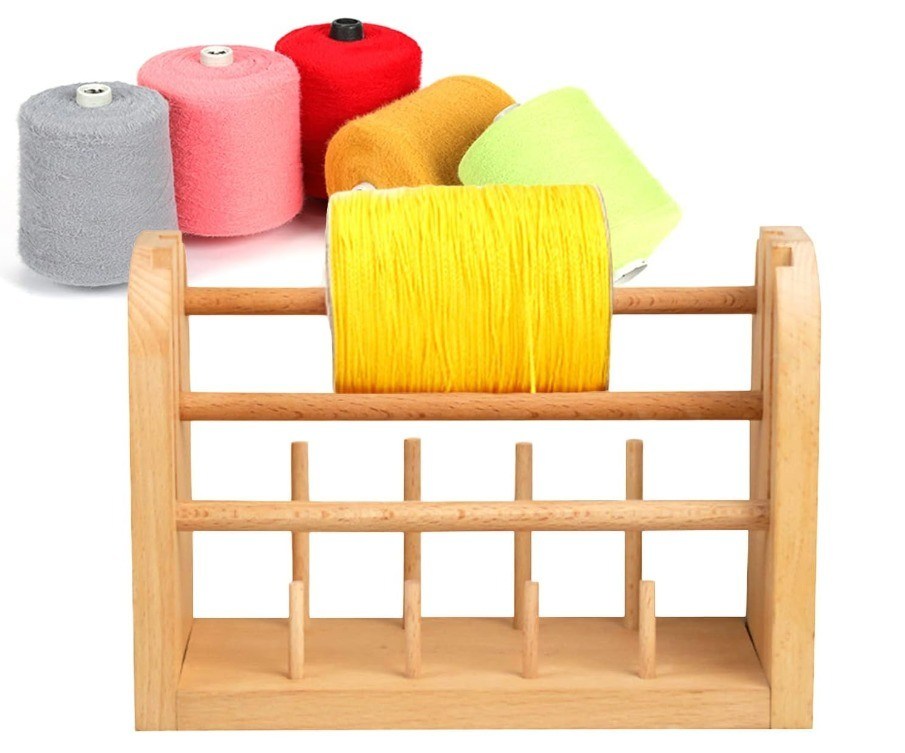 202406 木製糸 スポールホルダー スレッド スポール 収納ラック スピニングボール ワインダー コンパクト