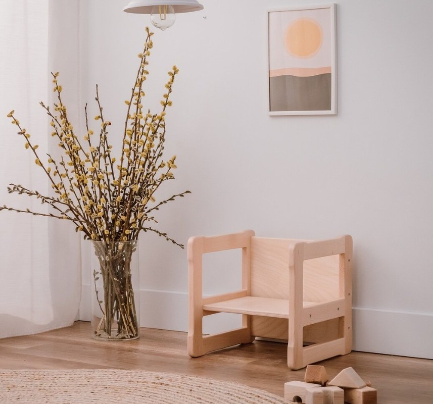 カスタマイズされたロゴ 空間節約機能 202406 モンテッソーリ 木製 多機能椅子