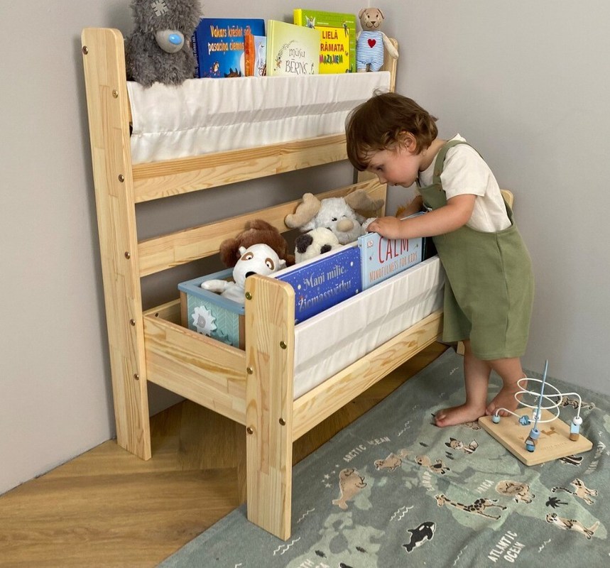 モンテッソーリ 木製 本棚 隠し 保存 空間 節約 機能 幼児