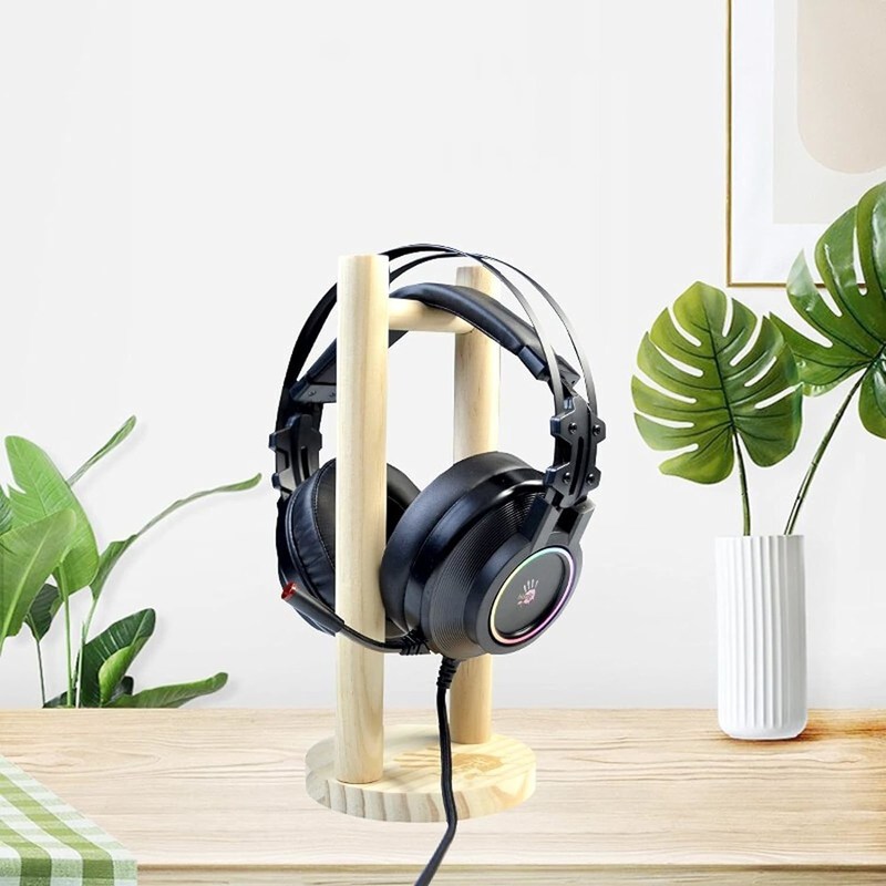 35x11x11cm エレガントワイン包装箱 木製 デスクトップ イヤホンヘッドセットホルダー ゲーム用