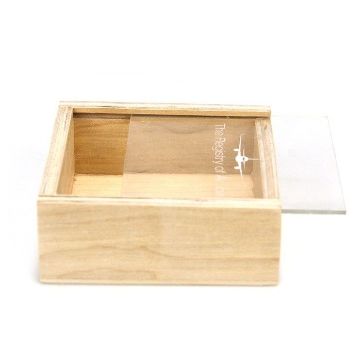 パーソナライズされたロゴ ブランド 容認される 木製収納箱 スライディング蓋付き 10x10x3.8cm