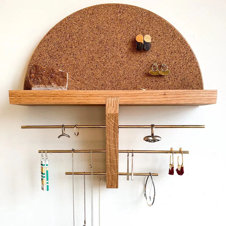 ミニ 木製ボックス 壁マウント ジュエリーホルダーと未完成のベリー木の色のためのオーガナイザー