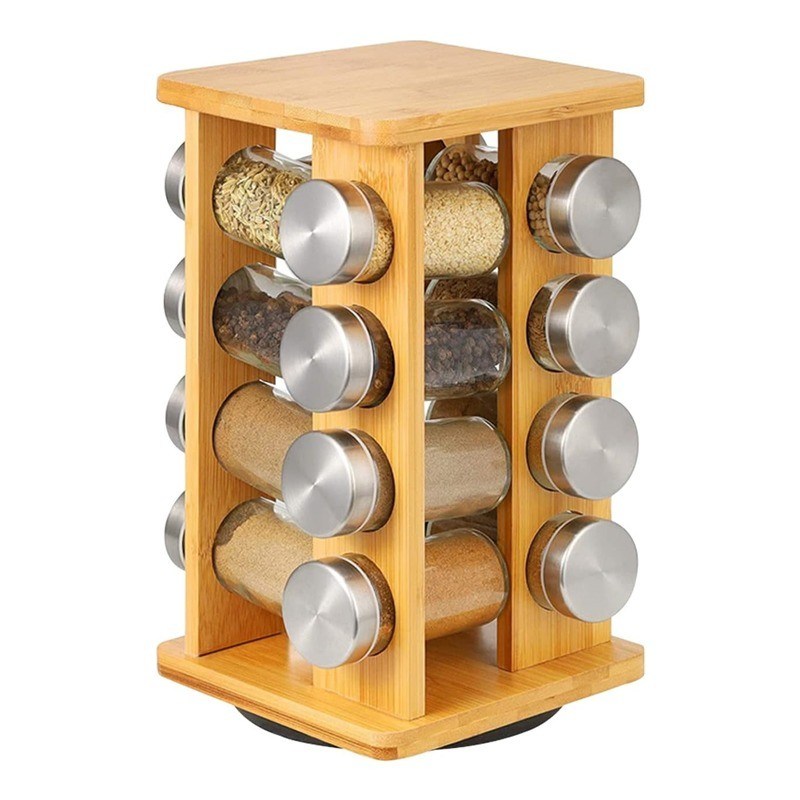 4層ステンレス鋼回転式キッチンシェルフオーガナイザー スパイスラック用の底部収納