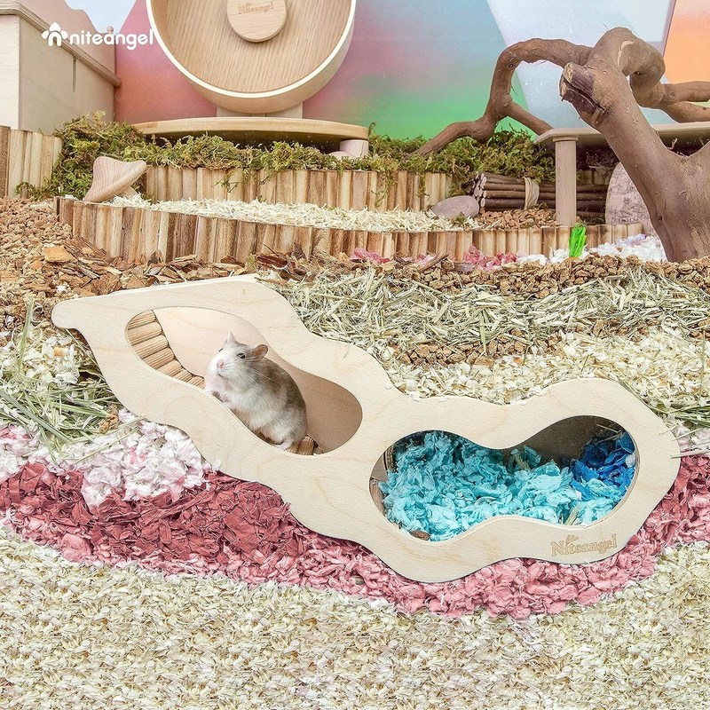 サンプル無料 木製ハムスターハウス 登り台と秘密のピップトンネル