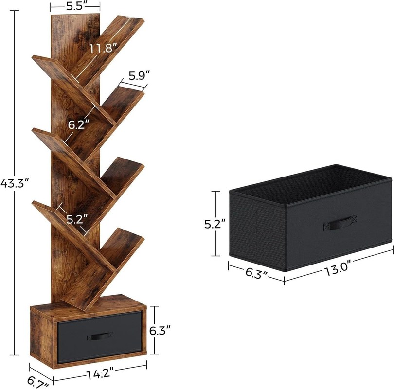 手作り7層工業用 田舎風のヴィンテージ 収納用ラック 開いた棚の木の本棚