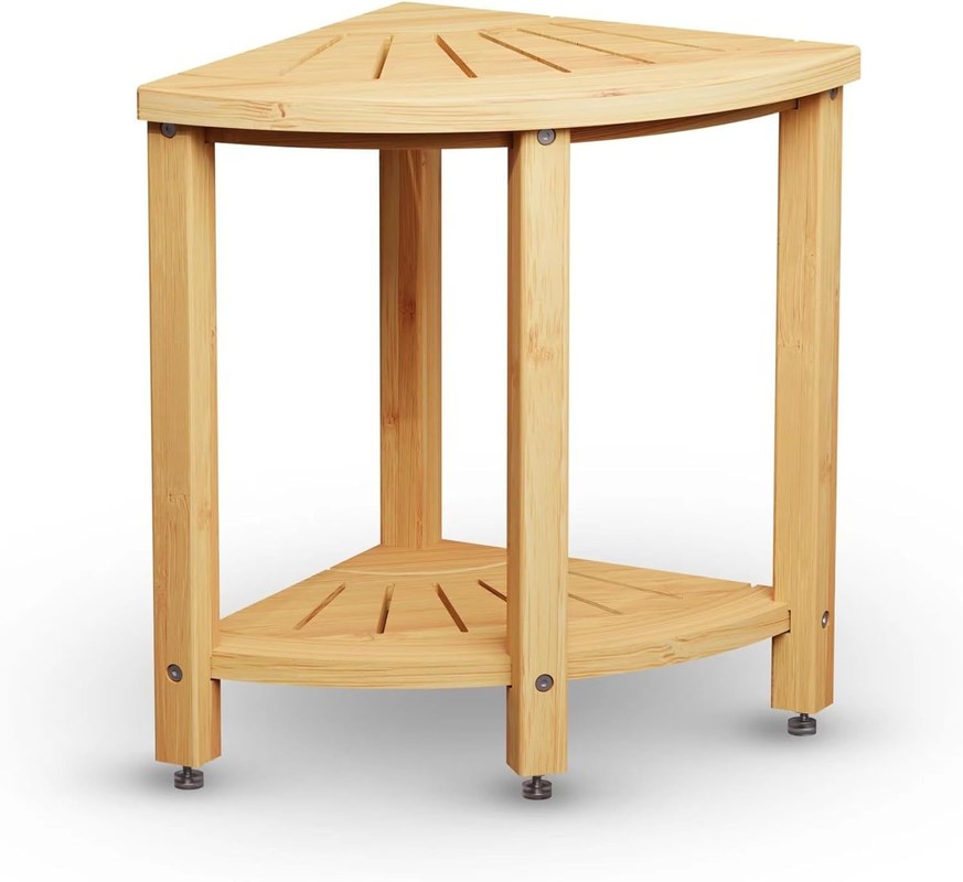 NO 折りたたみ バンブー バスルーム シャワーストール 棚付き 究極のトイレ必需品