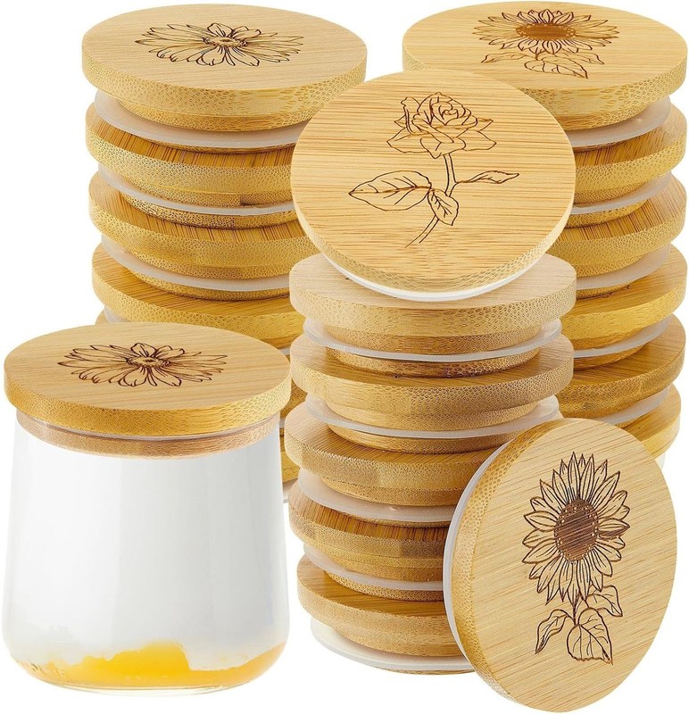 木製 シンプル カラー バンブー 瓶蓋 シリコン シールリング 簡単 オープン エンド デザイン