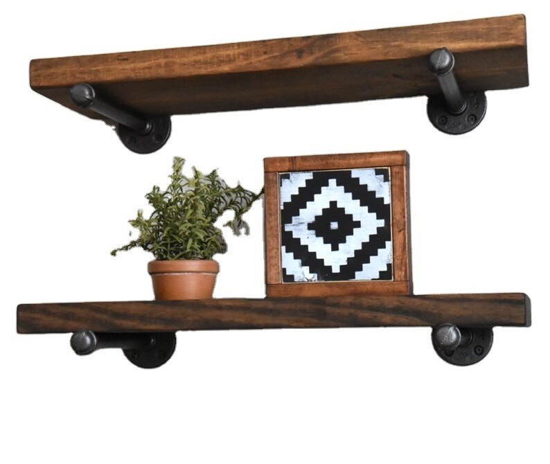 インダース ハンガー フローティング 棚 壁 木製 棚 マイクロウェーブ オーブンのための 田舎式 展示棚