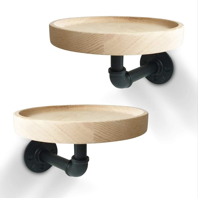 郵便包装 家庭用部屋の装飾のための小さな丸い浮く固木角棚