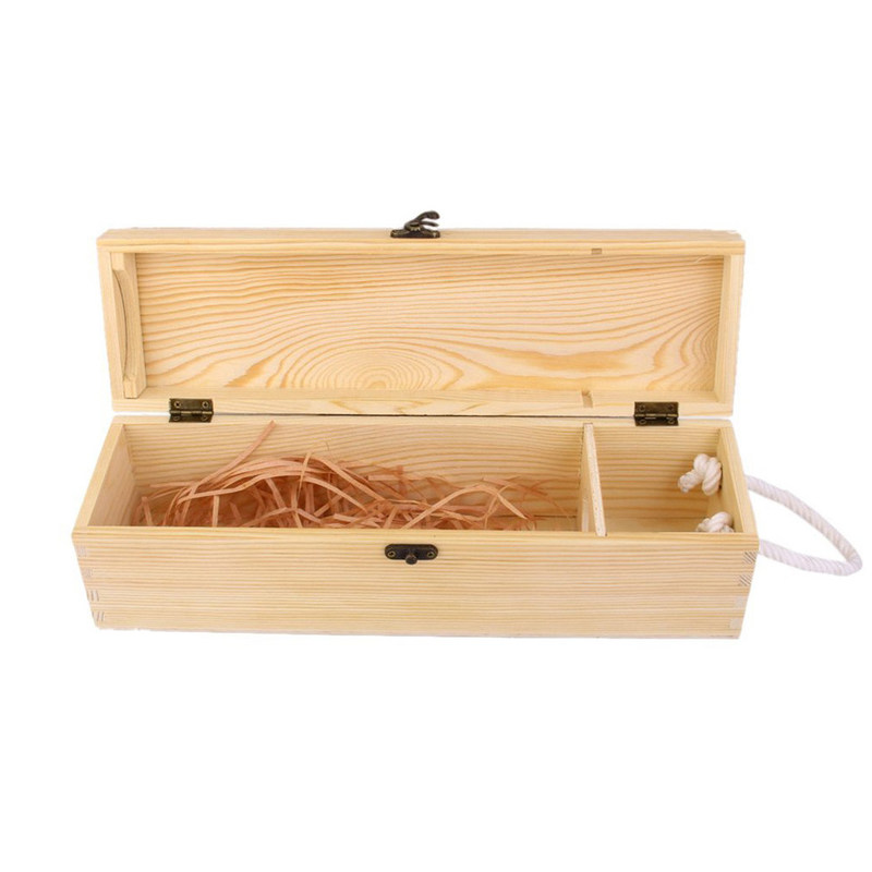 工業飲料 750ml シンプルなデザインと自然な色で松の木製ワインボックス