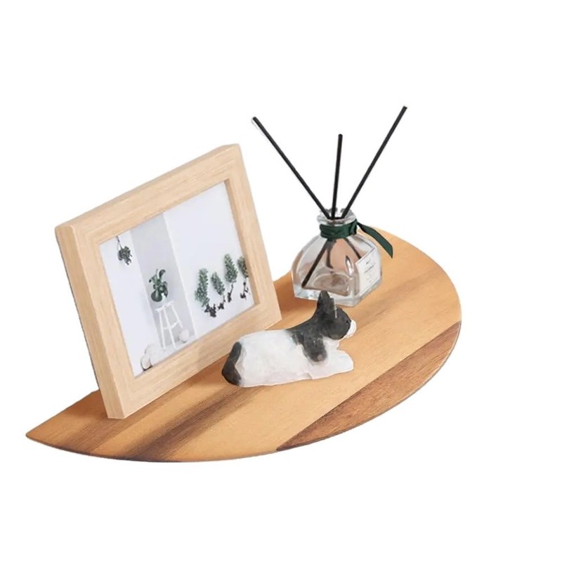 カスタムサイズ 色 半円形セット 3 14インチ アカシア木 浮遊棚