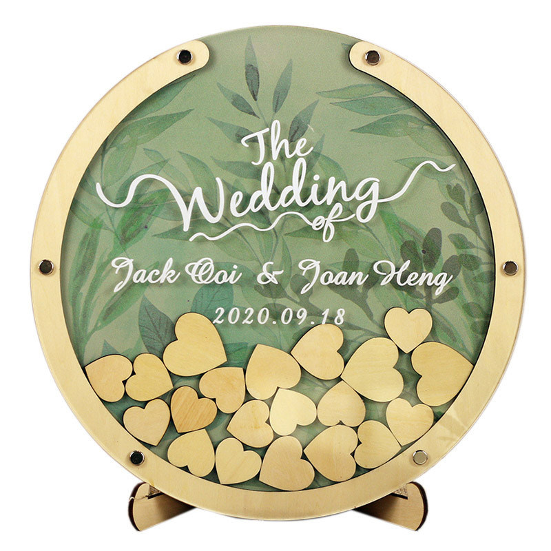 結婚式の飾り付け道具 オーダーメイドサイズ ユニークなゲストブックサインドロップトップ付き 木製枠