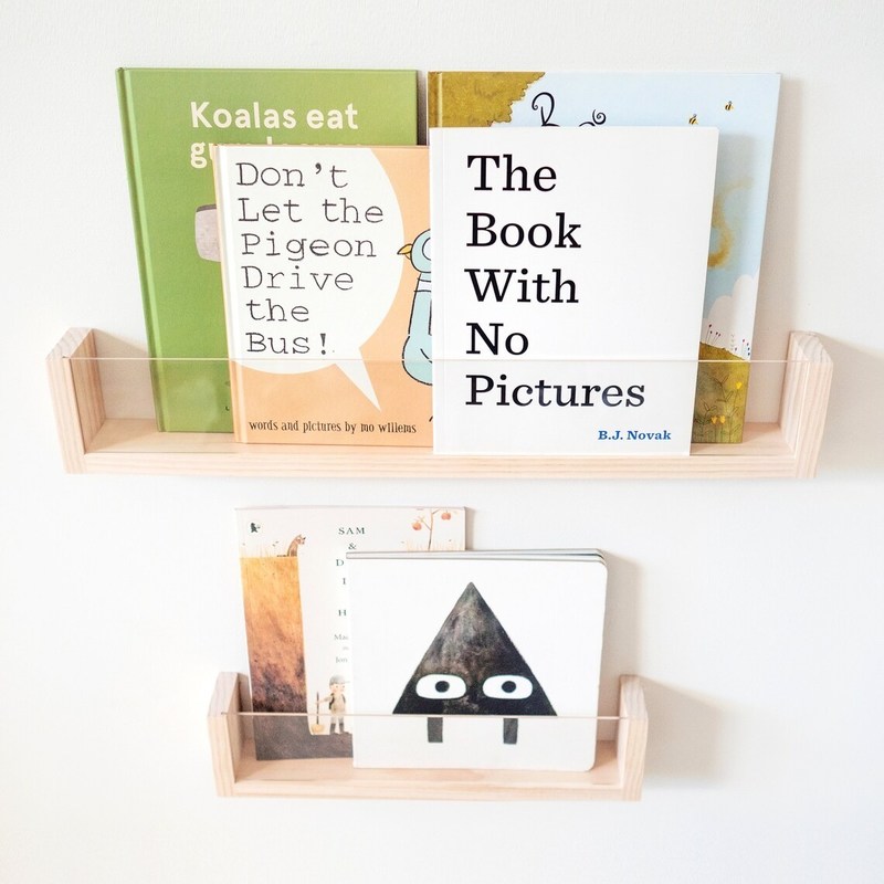 アクリル浮遊書棚壁でスペースを節約し,子供たちの保育園にスタイリッシュを添える