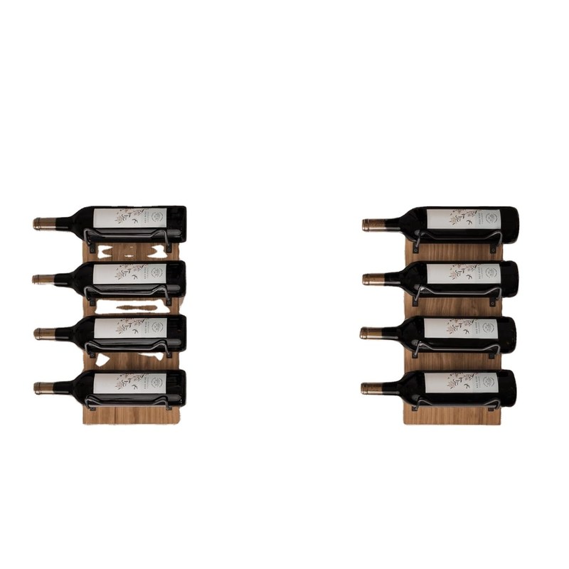 壁掛け 木製ワインラック 壁ディスプレイ 黒いブレーキ オーダーメイド 8 ボトル 収納