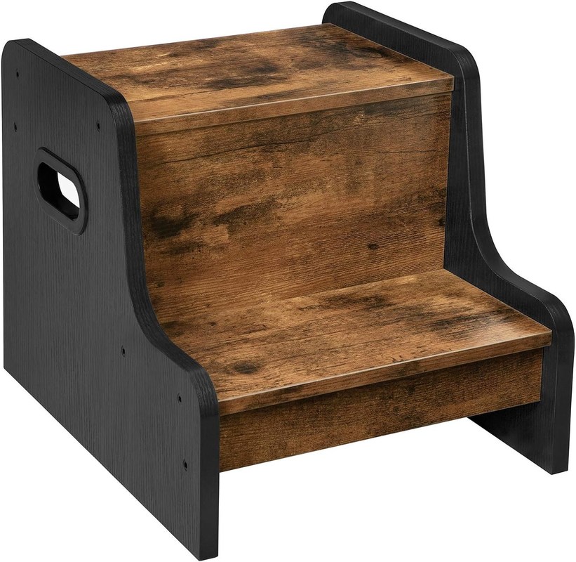 カスタマイズされたロゴ 田舎茶色 2 ステップ ハンドル付き 小児用便り 家具