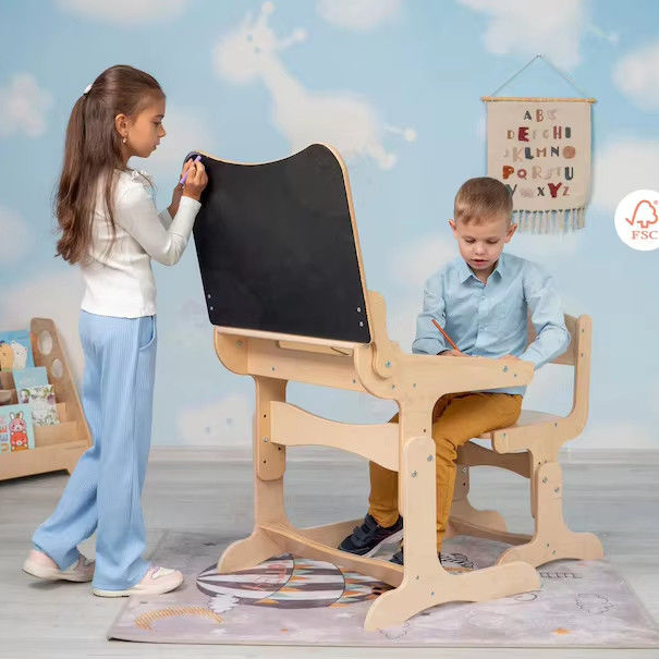モンテッソーリ 子供 学習 家具 セット カスタム サイズ 木製 デスク と 椅子 チョーク テーブル テーブル