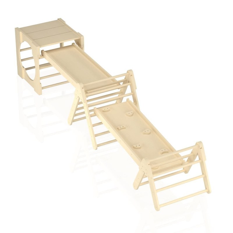 5 in 1 トライアングルクライミング・トイザらス 木製 ランプとスライド付き小児クライミングジム