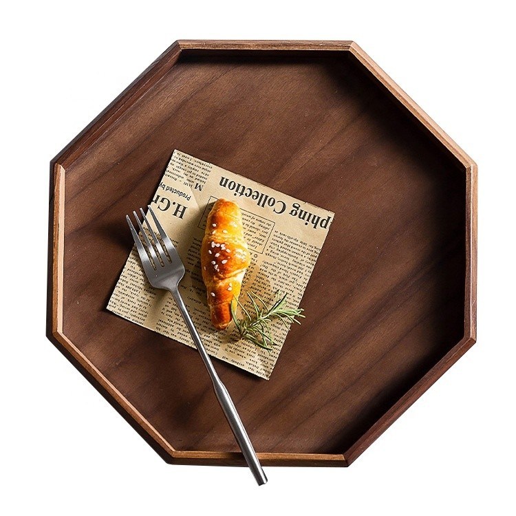 オクタゴン丸形 アカシアノート木 焼印付き 30x20x3cm